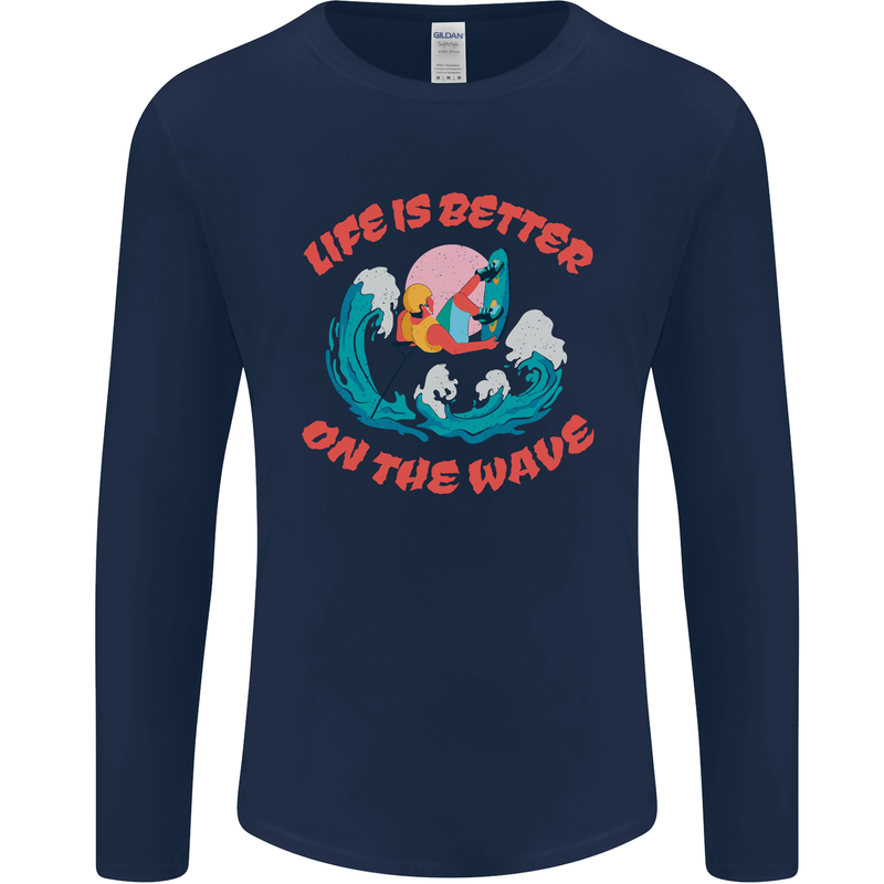 Wakeboarder Water Sports Wakeboarding Mens Long Sleeve T-Shirt Navy Blue