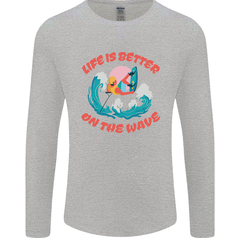 Wakeboarder Water Sports Wakeboarding Mens Long Sleeve T-Shirt Sports Grey