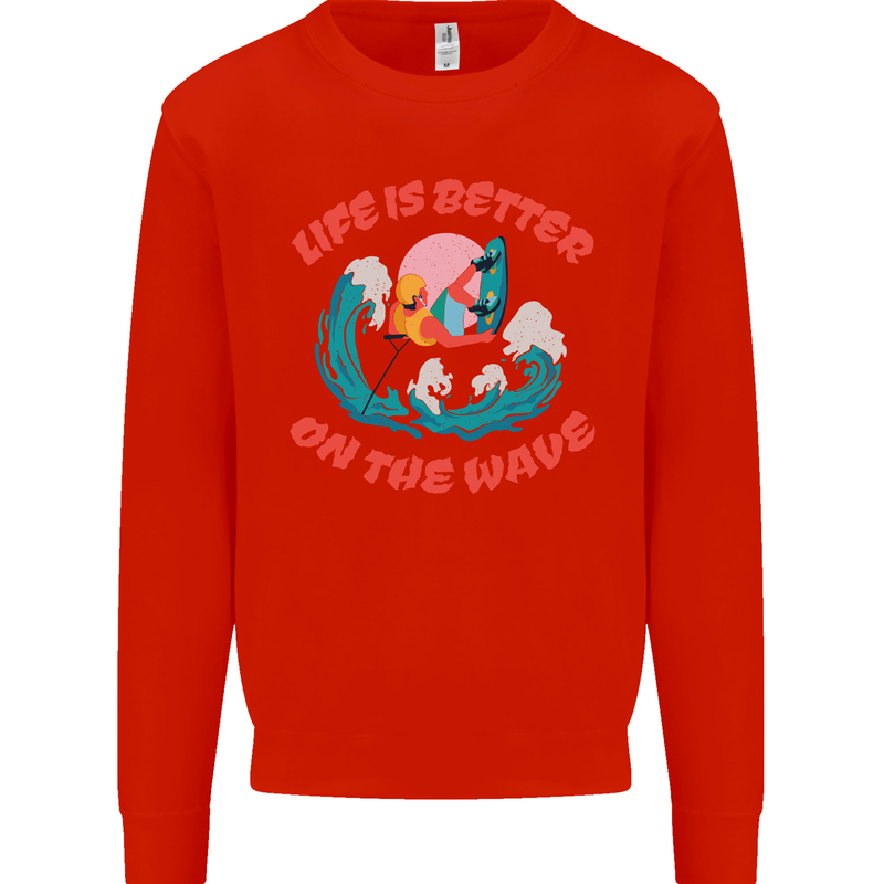 Wakeboarder Water Sports Wakeboarding Mens Sweatshirt Jumper Bright Red