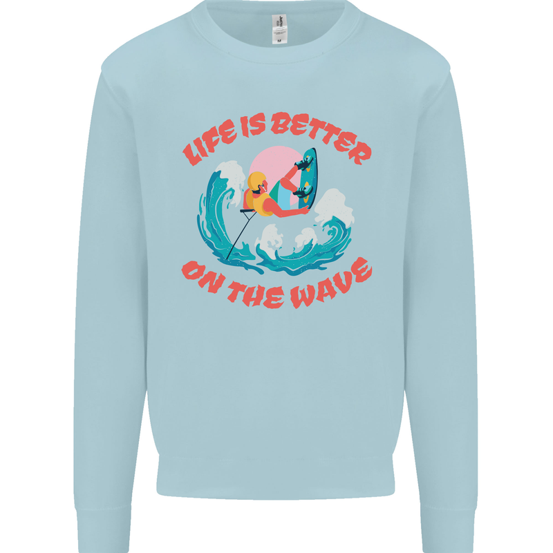 Wakeboarder Water Sports Wakeboarding Mens Sweatshirt Jumper Light Blue