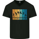 Wakeboarder Water Sports Wakeboarding Mens V-Neck Cotton T-Shirt Black