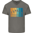 Wakeboarder Water Sports Wakeboarding Mens V-Neck Cotton T-Shirt Charcoal