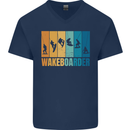 Wakeboarder Water Sports Wakeboarding Mens V-Neck Cotton T-Shirt Navy Blue
