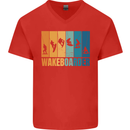 Wakeboarder Water Sports Wakeboarding Mens V-Neck Cotton T-Shirt Red