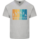 Wakeboarder Water Sports Wakeboarding Mens V-Neck Cotton T-Shirt Sports Grey