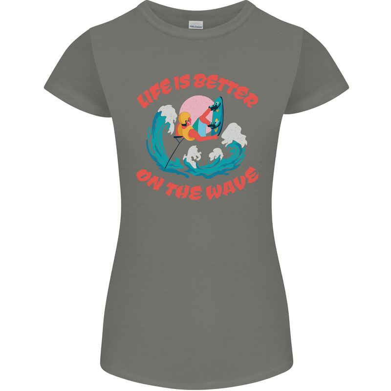 Wakeboarder Water Sports Wakeboarding Womens Petite Cut T-Shirt Charcoal