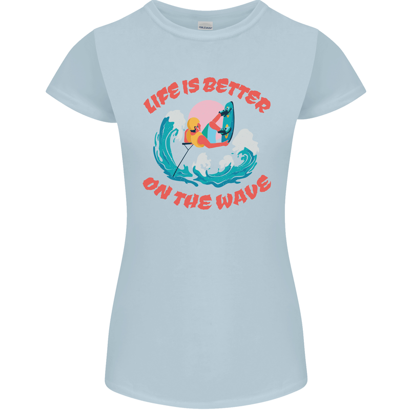 Wakeboarder Water Sports Wakeboarding Womens Petite Cut T-Shirt Light Blue