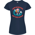 Wakeboarder Water Sports Wakeboarding Womens Petite Cut T-Shirt Navy Blue