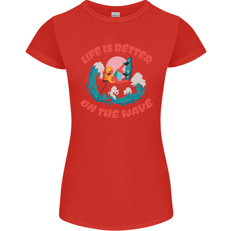Wakeboarder Water Sports Wakeboarding Womens Petite Cut T-Shirt Red