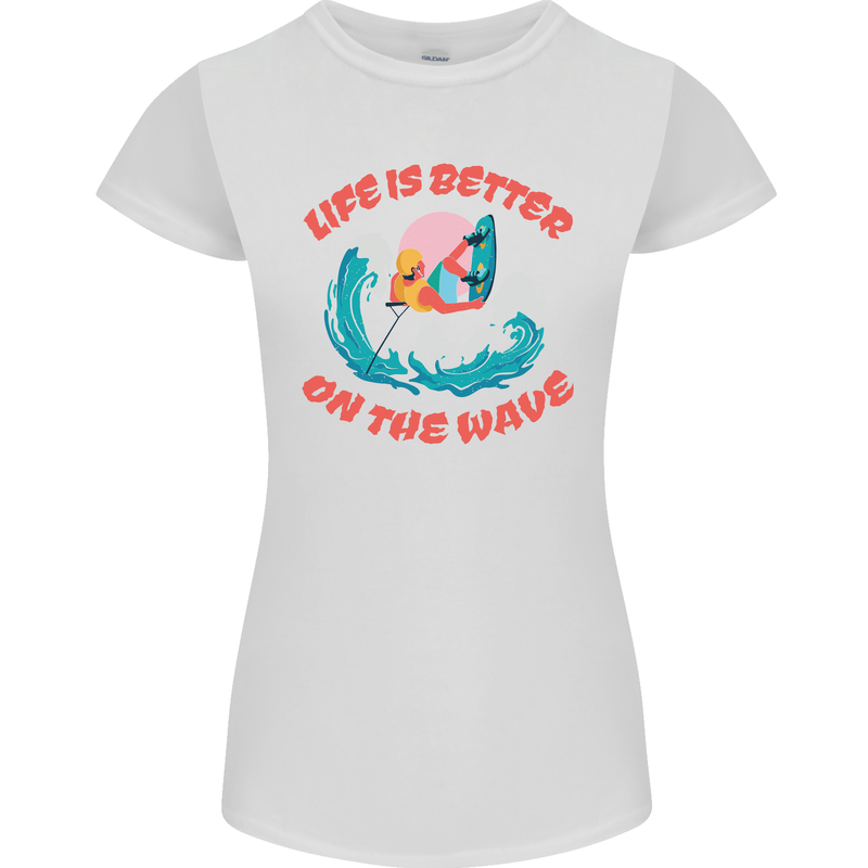 Wakeboarder Water Sports Wakeboarding Womens Petite Cut T-Shirt White