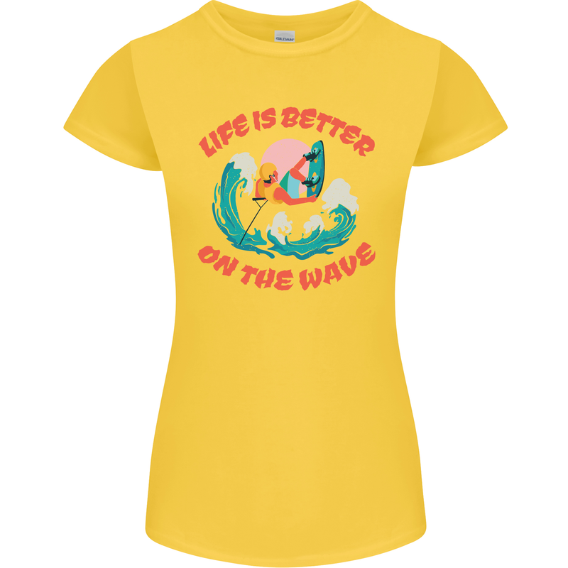 Wakeboarder Water Sports Wakeboarding Womens Petite Cut T-Shirt Yellow