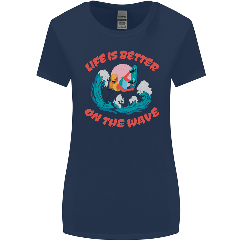 Wakeboarder Water Sports Wakeboarding Womens Wider Cut T-Shirt Navy Blue