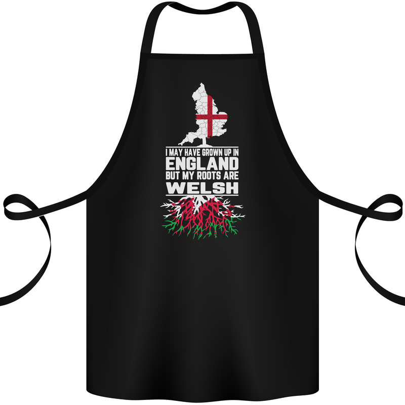 Wales My Roots Are Scottish Cotton Apron 100% Organic Black