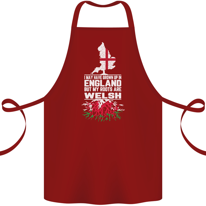 Wales My Roots Are Scottish Cotton Apron 100% Organic Maroon
