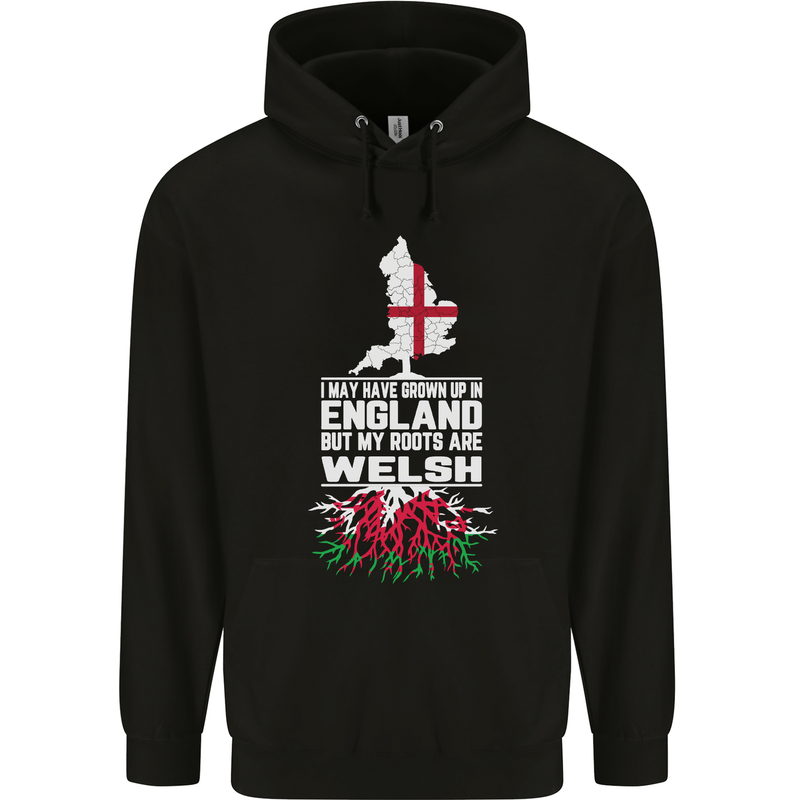 Wales My Roots Are Scottish Mens 80% Cotton Hoodie Black
