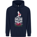 Wales My Roots Are Scottish Mens 80% Cotton Hoodie Navy Blue