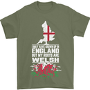 Wales My Roots Are Scottish Mens T-Shirt Cotton Gildan Military Green