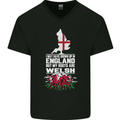 Wales My Roots Are Scottish Mens V-Neck Cotton T-Shirt Black