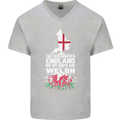 Wales My Roots Are Scottish Mens V-Neck Cotton T-Shirt Sports Grey