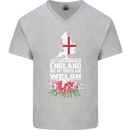 Wales My Roots Are Scottish Mens V-Neck Cotton T-Shirt Sports Grey
