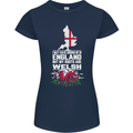Wales My Roots Are Scottish Womens Petite Cut T-Shirt Navy Blue