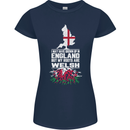 Wales My Roots Are Scottish Womens Petite Cut T-Shirt Navy Blue