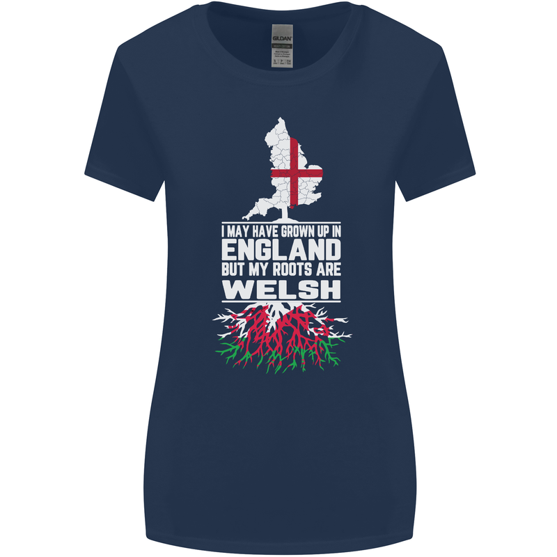 Wales My Roots Are Scottish Womens Wider Cut T-Shirt Navy Blue