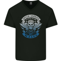 Wales Speed Junkies Biker Motorcycle Mens V-Neck Cotton T-Shirt Black