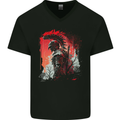 Wandering Gladiator Spartan Bodybuilding MMA Mens V-Neck Cotton T-Shirt Black