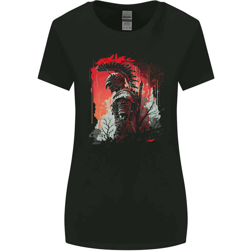 Wandering Gladiator Spartan Bodybuilding MMA Womens Wider Cut T-Shirt Black