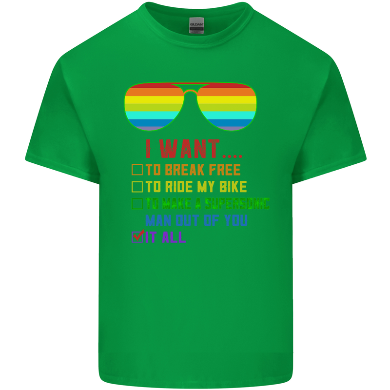 Want to Break Free Ride My Bike Funny LGBT Kids T-Shirt Childrens Irish Green