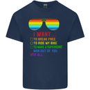 Want to Break Free Ride My Bike Funny LGBT Kids T-Shirt Childrens Navy Blue