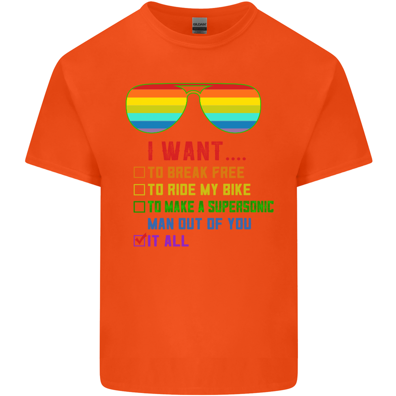 Want to Break Free Ride My Bike Funny LGBT Kids T-Shirt Childrens Orange
