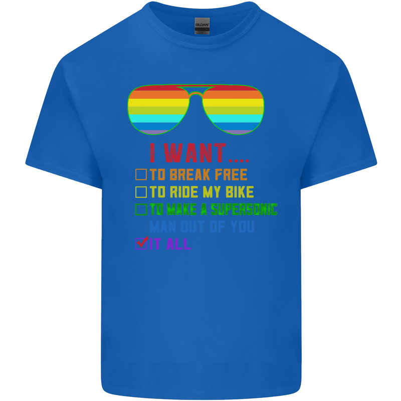 Want to Break Free Ride My Bike Funny LGBT Kids T-Shirt Childrens Royal Blue