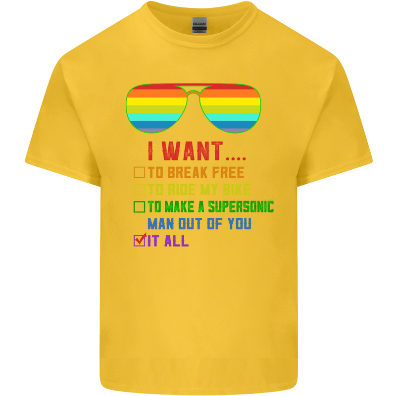 Want to Break Free Ride My Bike Funny LGBT Kids T-Shirt Childrens Yellow