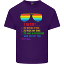 Want to Break Free Ride My Bike Funny LGBT Mens Cotton T-Shirt Tee Top Purple