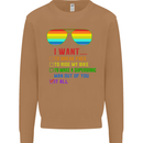 Want to Break Free Ride My Bike Funny LGBT Mens Sweatshirt Jumper Caramel Latte