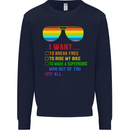 Want to Break Free Ride My Bike Funny LGBT Mens Sweatshirt Jumper Navy Blue