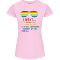 Want to Break Free Ride My Bike Funny LGBT Womens Petite Cut T-Shirt Light Pink