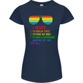 Want to Break Free Ride My Bike Funny LGBT Womens Petite Cut T-Shirt Navy Blue