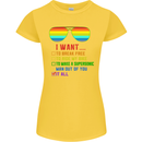 Want to Break Free Ride My Bike Funny LGBT Womens Petite Cut T-Shirt Yellow