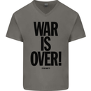 War Is Over if You Want It John Lennon Mens V-Neck Cotton T-Shirt Charcoal