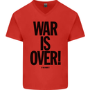 War Is Over if You Want It John Lennon Mens V-Neck Cotton T-Shirt Red