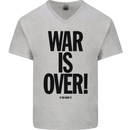 War Is Over if You Want It John Lennon Mens V-Neck Cotton T-Shirt Sports Grey