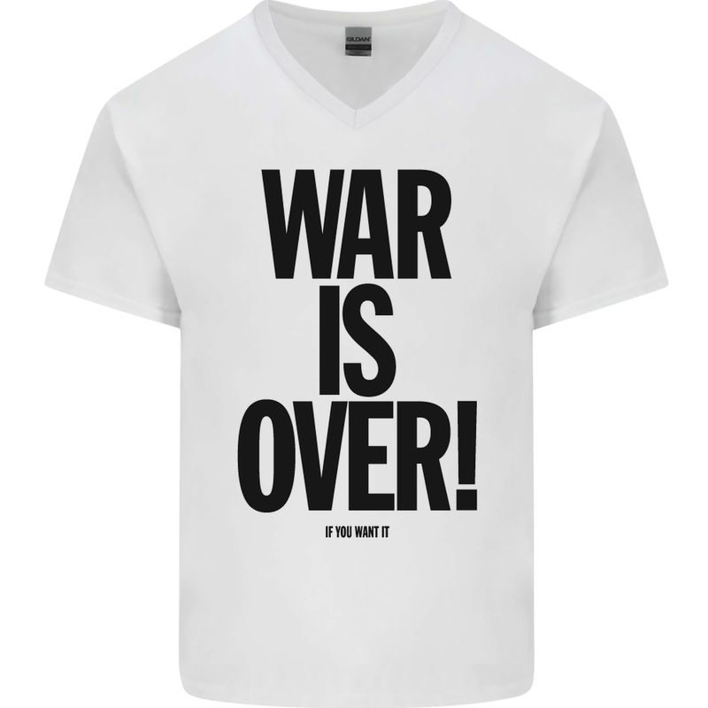 War Is Over if You Want It John Lennon Mens V-Neck Cotton T-Shirt White