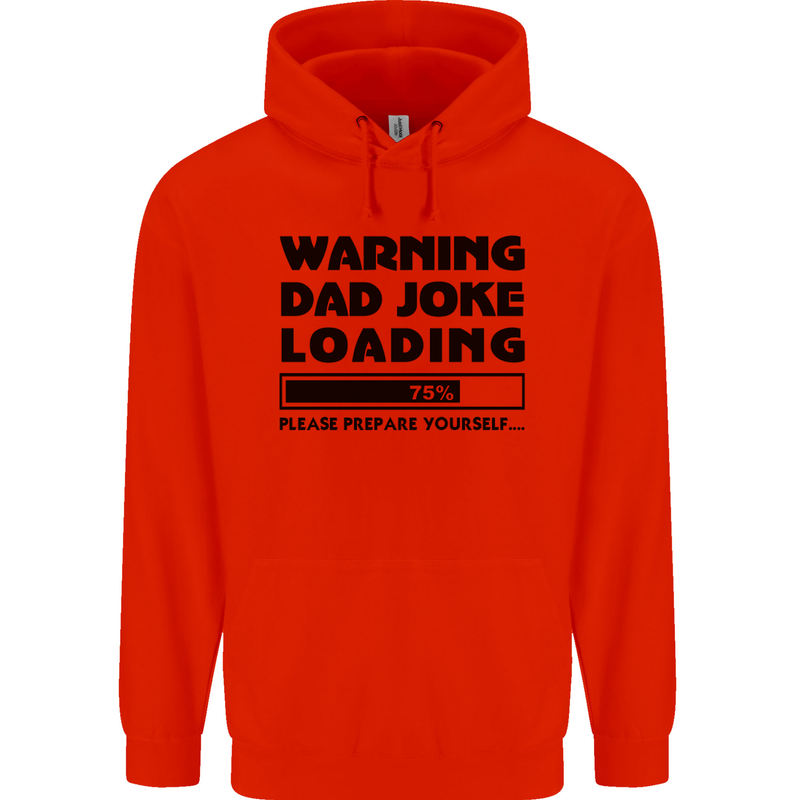Warning Dad Joke Loading Father's Day Funny Mens 80% Cotton Hoodie Bright Red