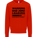 Warning Dad Joke Loading Father's Day Funny Mens Sweatshirt Jumper Bright Red