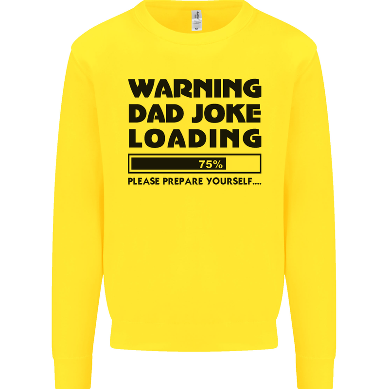 Warning Dad Joke Loading Father's Day Funny Mens Sweatshirt Jumper Yellow
