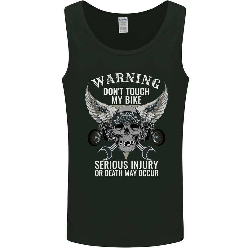 Warning Don' Touch My Bike Biker Motorcycle Mens Vest Tank Top Black