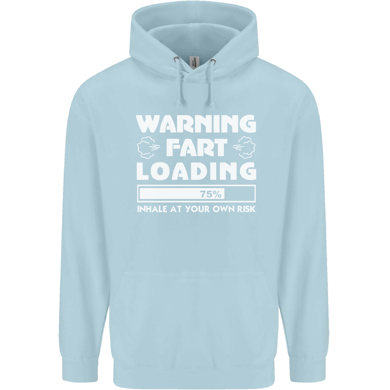 Warning Fart Loading Funny Farting Dad Childrens Kids Hoodie Light Blue